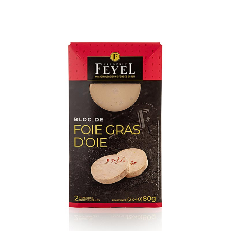 Rata, gasca si foie gras - Bloc de foie gras de gasca, 2 x 40 g felii, Feyel, 80 g
