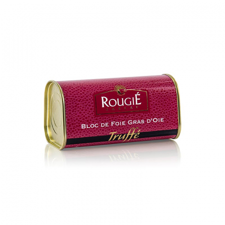 Rata, gasca si foie gras - Bloc de foie gras, Rougié, 3% trufe, foie gras, trapez, 210 g