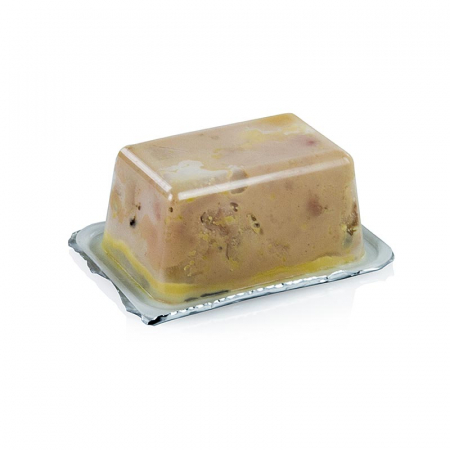 Rata, gasca si foie gras - Bloc de foie gras, Rougié, cu bucati, 3% trufe, foie gras, trapez, 180 g