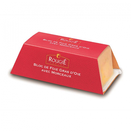 Rata, gasca si foie gras - Bloc de foie gras, Rougié, cu bucati, foie gras, trapez, semiconservat, 500 g