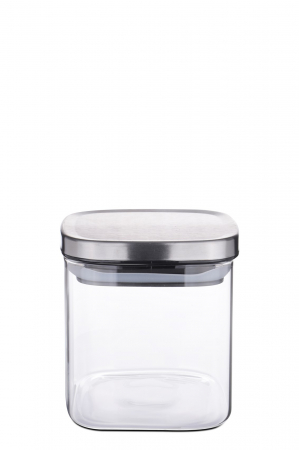 Noutati Gourmetto - Borcan de depozitare din sticla alba dreptunghiulara 600 ml