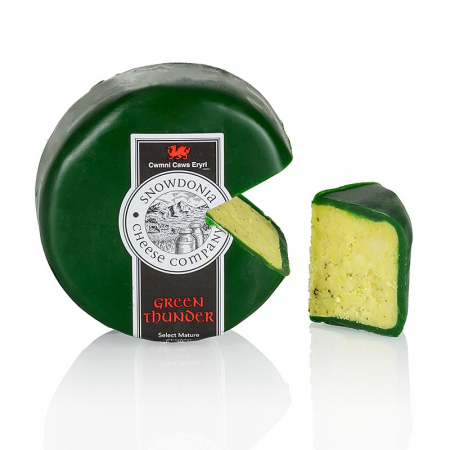 Branzeturi - Branza cheddar cu usturoi si ierburi, Green Thunder, ceara verde, 200g