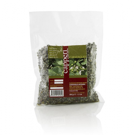 Bacanie - Capere Liliput ø 7-8mm, sortate manual, murate uscate, in sare de mare, Caravaglio, 500 g