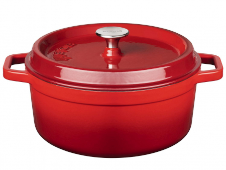 Ustensile de Bucatarie - Caserola Sola cu Capac Rosu Ø24 cm / 3,2 L