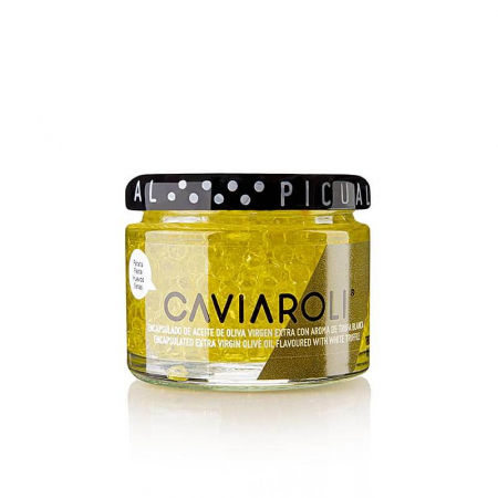 Specialitati din ulei - Caviar din ulei de masline Caviaroli, mici perle din ulei de masline cu aroma de trufe albe, 50 g