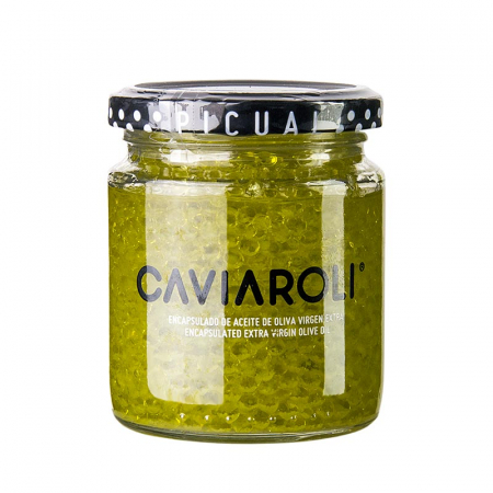 Specialitati din ulei - Caviar din ulei de masline Caviaroli, mici perle din ulei de masline extravirgin, galben, 200 g