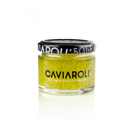 Specialitati din ulei - Caviar din ulei de masline Caviaroli, mici perle din ulei de masline extravirgin, galben, 50 g