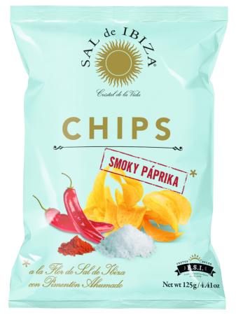 Snacks - Chipsuri de cartofi cu ardei afumat si sare de Ibiza, 125gr