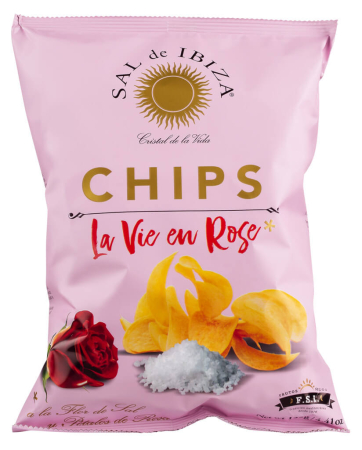 Snacks - Chipsuri de cartofi cu petale de trandafir si sare de Ibiza, 125gr