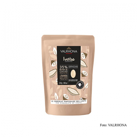 Ciocolata - Ciocolata Couverture alba 35%, Valrhona Ivoire, banuti, 250 g