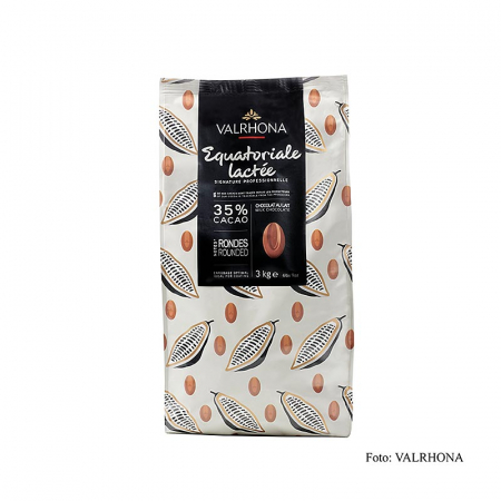 Ciocolata - Ciocolata Couverture cu lapte integral, Equatoriale Lactée, dischete, 35% cacao, 3 kg
