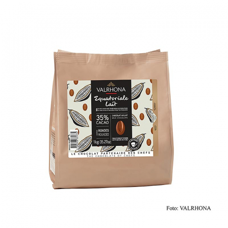 Ciocolata - Ciocolata Couverture cu lapte, Valrhona Equatoriale Lait 35%, dischete, 1 kg