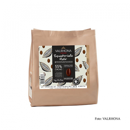 Ciocolata neagra - Ciocolata Couverture neagra (4661), Valrhona Equatoriale Noire 55%, dischete,1 kg