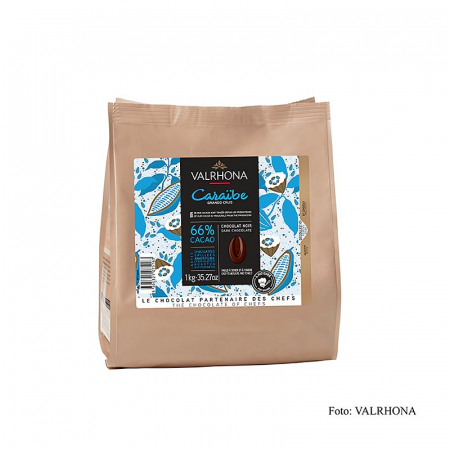 Ciocolata neagra - Ciocolata Couverture neagra, Caraibe pur "Grand Cru", dischete, 66% cacao, 1 kg