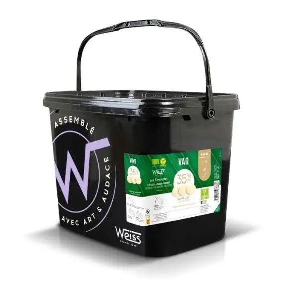 Ciocolata neagra - Ciocolată alba organica si vegana Vao 35%, Weiss, 5kg