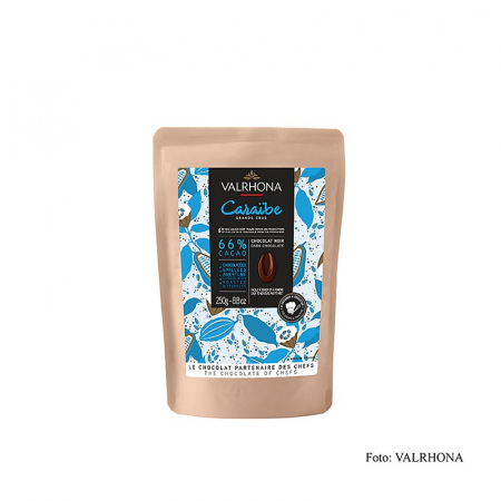 Ciocolata neagra - Ciocolata neagra 66%, Valrhona Caraibe, dischete, 250 g