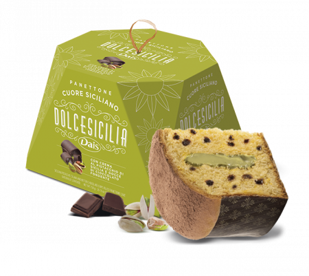 Piureuri - Panettone, Cozonac cu Crema de Fistic Sicilian si Ciocolata, 750g