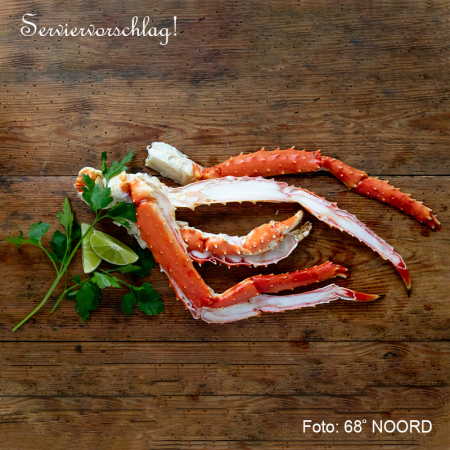 Specialitati din peste - King crab, pulpe si gheare, fierte, taiate la jumatate, marimea M, 68°Noord, congelate, 400 g