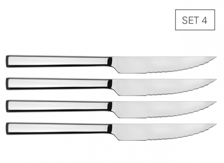 Ustensile de Bucatarie - Cutit alb pentru friptura cu muchie zimtata set 4
