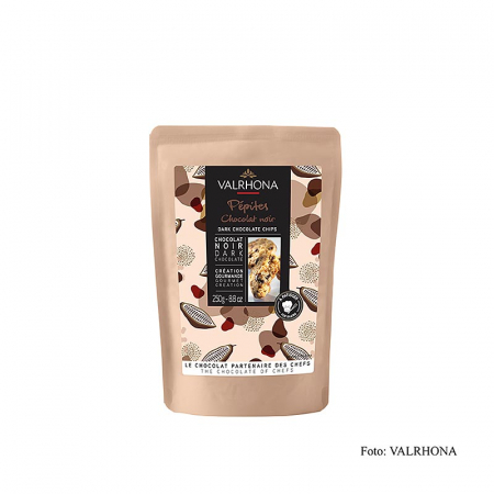 Ciocolata - Dropsuri de ciocolata, Valrhona, negre, pépites noire (31841), 250 g