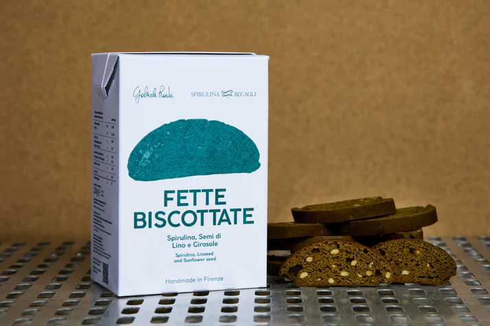 Fette Biscottate cu Spirulina, Seminte de In si Seminte de Floarea Soarelui - Spirulina Becagli, 200g [0]