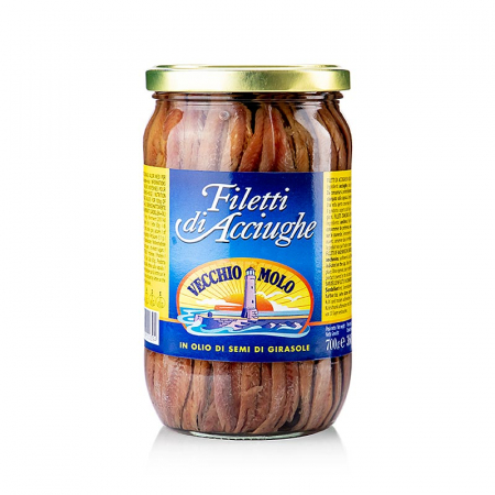 Specialitati din peste - File de ansoaFiletti di Alici, in ulei de floarea soarelui, 700 g