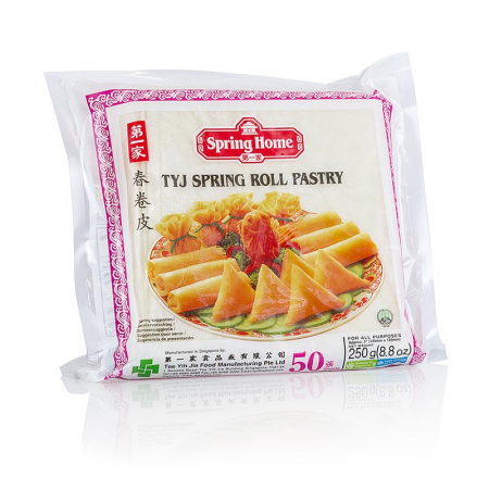 Paste asiatice - Foi din aluat pentru pachetele de primavara, 12,5x12,5cm, congelat, Spring Home, 250 g, 50 foi