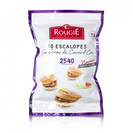 Rata, gasca si foie gras - Foie gras de rata, Rougié, congelat, felii de aprox. 25-40g, aprox. 1.000 g, 30 bucati