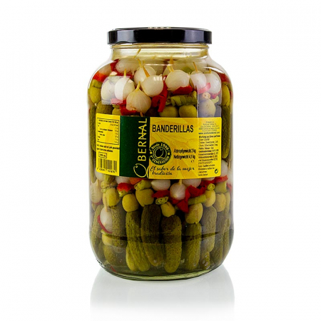 Conserve - Frigarui de castraveti cu ceapa, masline si chili, Banderlillas, 4,1 kg