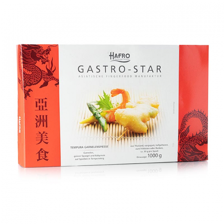 Frigarui de creveti in aluat tempura cu legume (sparanghel mare si porumb), congelate, 1 kg [1]