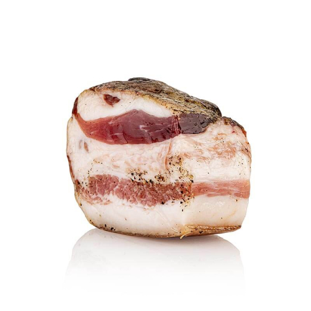 Produse afumate - Guanciale, bacon din obraz de porc cu piper, aprox 300gr