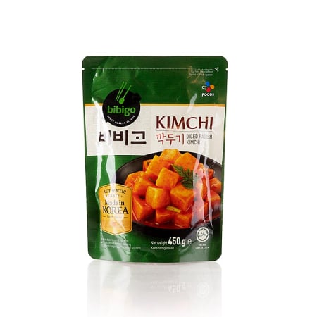 Produse japoneze - Ridichi murate taiate cubulete cu kimchi, Bibigo, 450 g