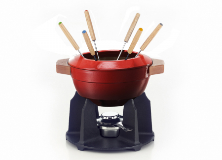 Seturi de oale si tigai - Set Fondue Le Creuset rosu cires