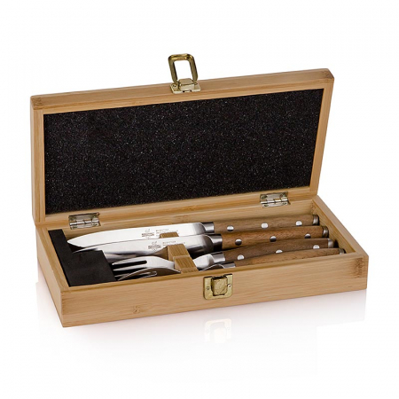 Rasnite - Set de cutite pentru friptura pentru 2 persoane, Steak Champ, (2 cutite + 2 furculite), 4 bucati