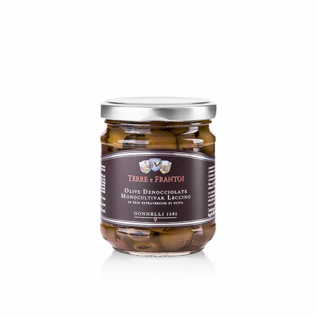 Bacanie - Masline negre fara samburi (Denocciolate) in ulei de masline, Terre e Frantoi Gonnelli, 180 g