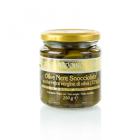 Bacanie - Masline negre fara samburi (Snocciolate) in ulei de masline, Ardoino, 250 g