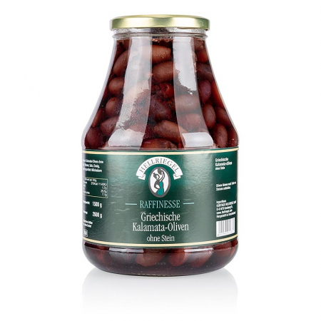 Masline si pasta de masline - Masline negre Kalamata fara samburi, in saramura, Hellriegel, 2,6 kg