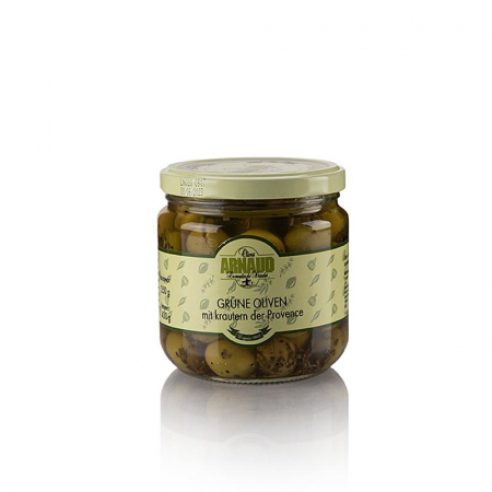 Bacanie - Masline verzi, cu samburi, cu ierburi de Provence, Arnaud, 430 g