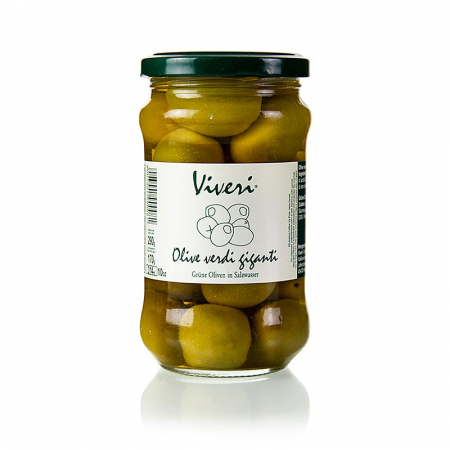 Bacanie - Masline verzi, cu samburi, Gigante, in saramura, Viveri, 290 g