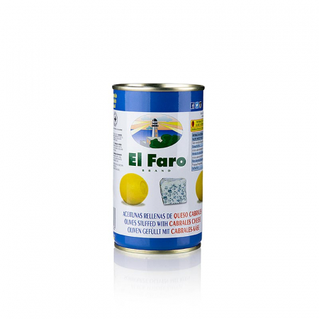 Bacanie - Masline verzi fara samburi cu branza albastra, El Faro, 350 g