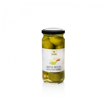 Masline si pasta de masline - Masline verzi fara samburi cu migdale, Anemos, 227 g