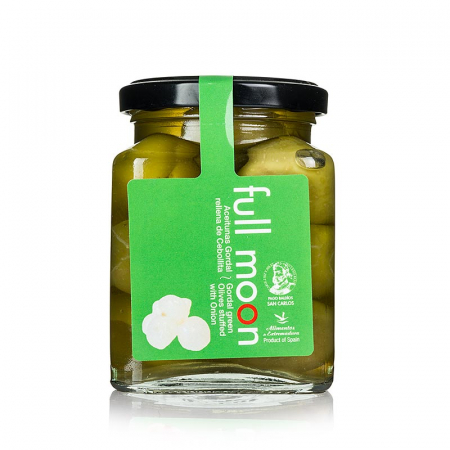Masline si pasta de masline - Masline verzi, fara samburi, Gordal, cu ceapa, San Carlos Gourmet, 300 g