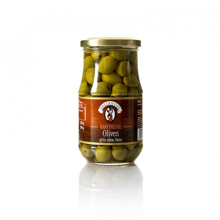 Masline si pasta de masline - Masline verzi fara samburi, in saramura, Hellriegel, 370 g