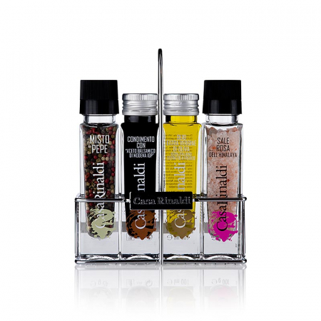 Condimente - Oliviera cu ulei de măsline extravirgin, oțet balsamic, piper colorat, sare, 1,56 kg, 4 buc.