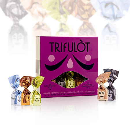 Ciocolata - Praline cu trufe mini, 5 sortimente (10 bucăți), 70g