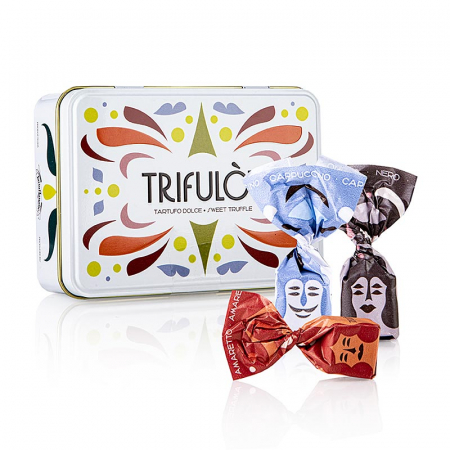Ciocolata - Mini praline cu trufe de Alba, in cutie metalica cadou, 3 sortimente (DCA), 100 g