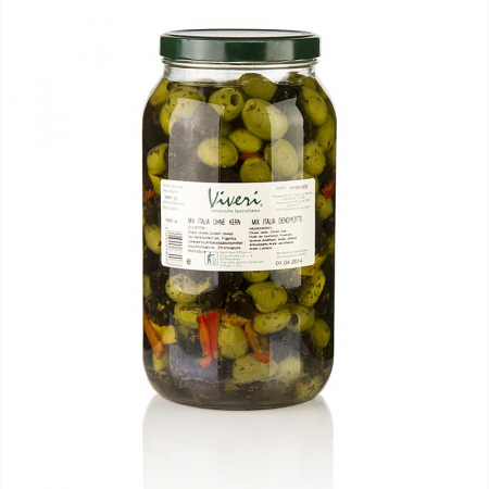 Bacanie - Mix de masline, masline verzi si negre, fara samburi, murate, Viveri, 3 kg