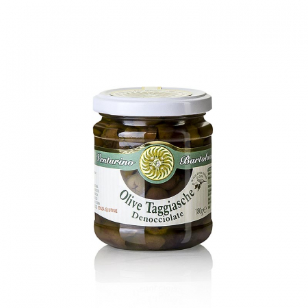Bacanie - Mix de masline verzi si negre Taggiasca, fara samburi, in ulei, Venturino, 290 g
