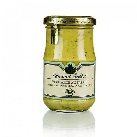 Mustar si specialitati din mustar - Mustar Dijon cu busuioc, fin, Fallot, 190 ml