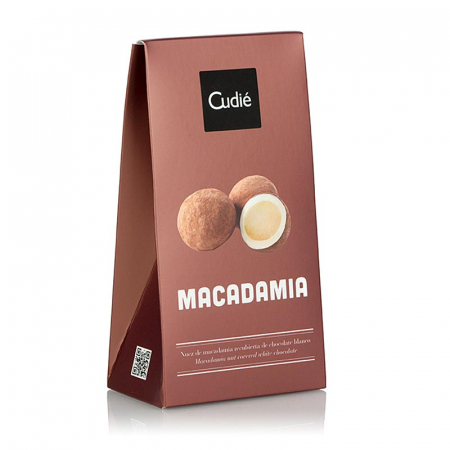 Ciocolata speciala - Nuci Macadamia caramelizate in ciocolata alba, Catanies, Cudie, 80g